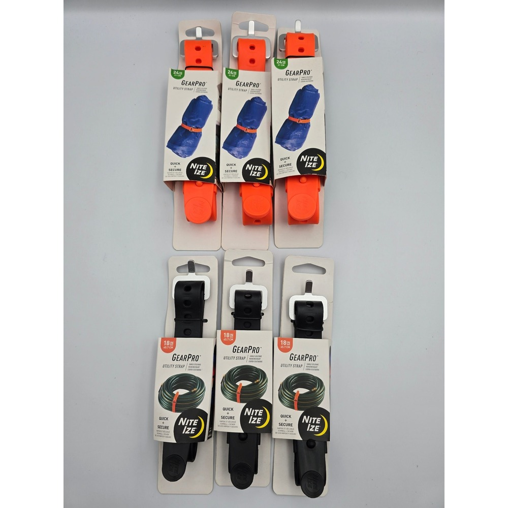 Nite Ize GearPro Utility Strap 24/18in Bundle Secure Gear Quick Release lot of 6